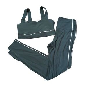 All In Motion Womens Athletic Gym Workout Sports Bra & Leggings Set Green Small